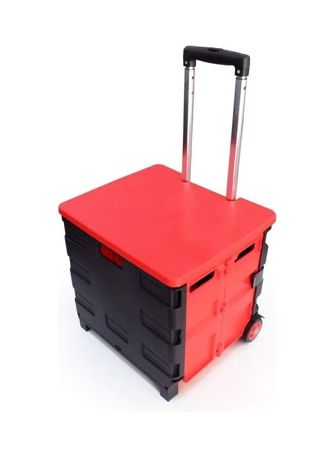 35KG Folding Shopping Trolley Storage Boot Cart Box .Red.Black  - Image 1
