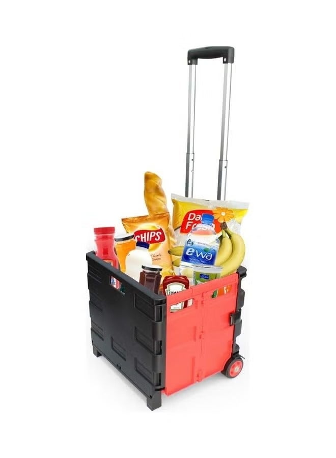 35KG Folding Shopping Trolley Storage Boot Cart Box .Red.Black  - Image 3
