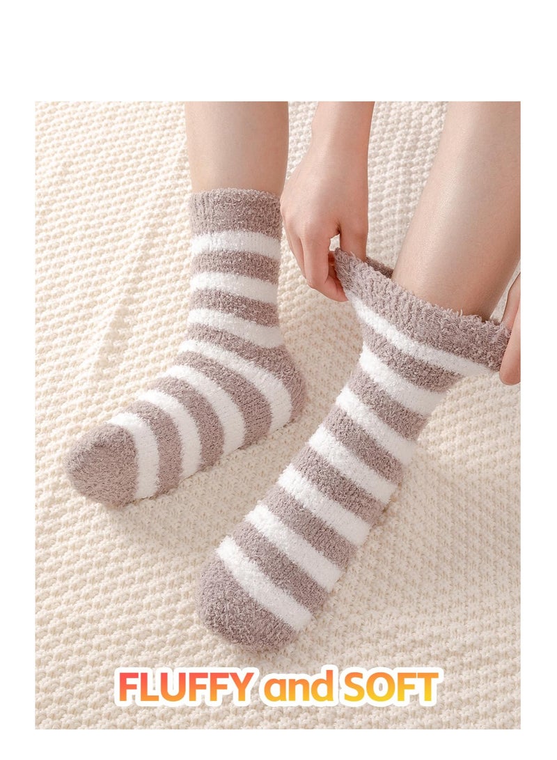 SYOSI Fluffy Socks for Women 5Pairs Bed Socks Ladies Winter Thick Cozy Socks Warm Soft Fuzzy Home Slipper Socks for Women - Image 5