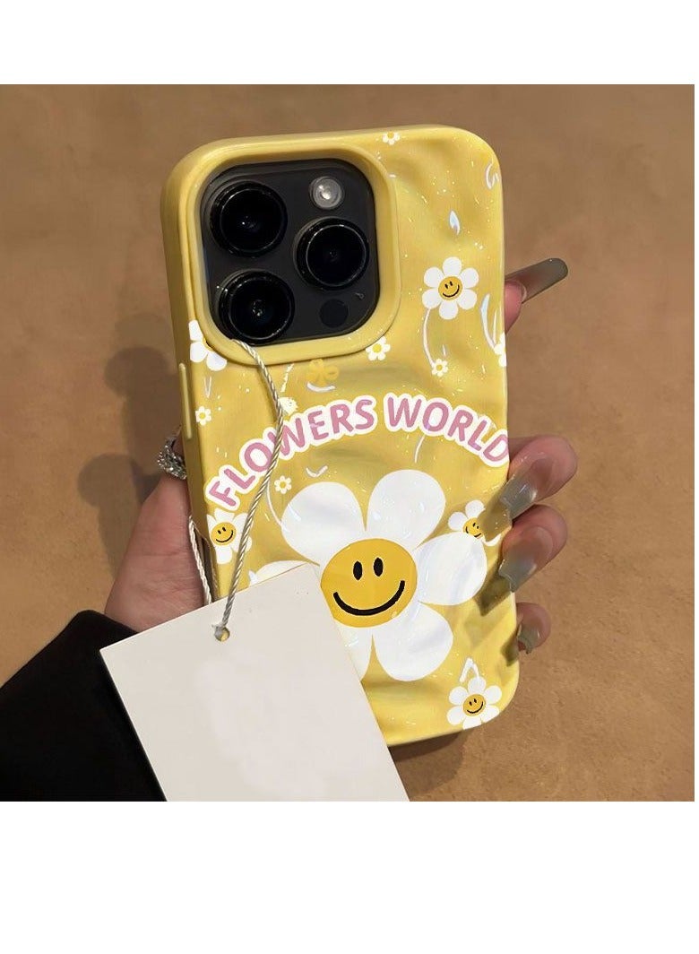 NIBEMINENT Daisy Smiles Protective TPU Case Cover For iPhone 15 Plus, Yellow