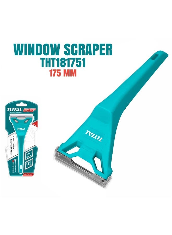 TOTAL THT181751 Window Scraper 175mm Glass Scraper with Replaceable 61 x 19mm Blade, Heavy Duty Plastic Handle, Paint Sticker Adhesive Scraper for Glass, Windows, Tiles and Smooth Surfaces - Image 1