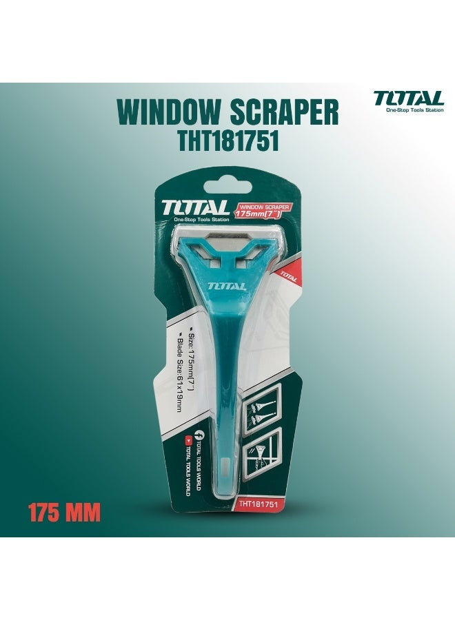 TOTAL THT181751 Window Scraper 175mm Glass Scraper with Replaceable 61 x 19mm Blade, Heavy Duty Plastic Handle, Paint Sticker Adhesive Scraper for Glass, Windows, Tiles and Smooth Surfaces - Image 4