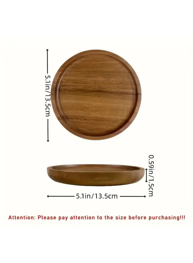 Round Wooden Serving Tray 1pc Elegant Solid Wood Fruit Dessert Platter Smooth Natural Brown Multipurpose Dish for Coffee Tea Bread Pastries Durable Washable Kitchen Decor Rustic Housewarming Gift - Image 4