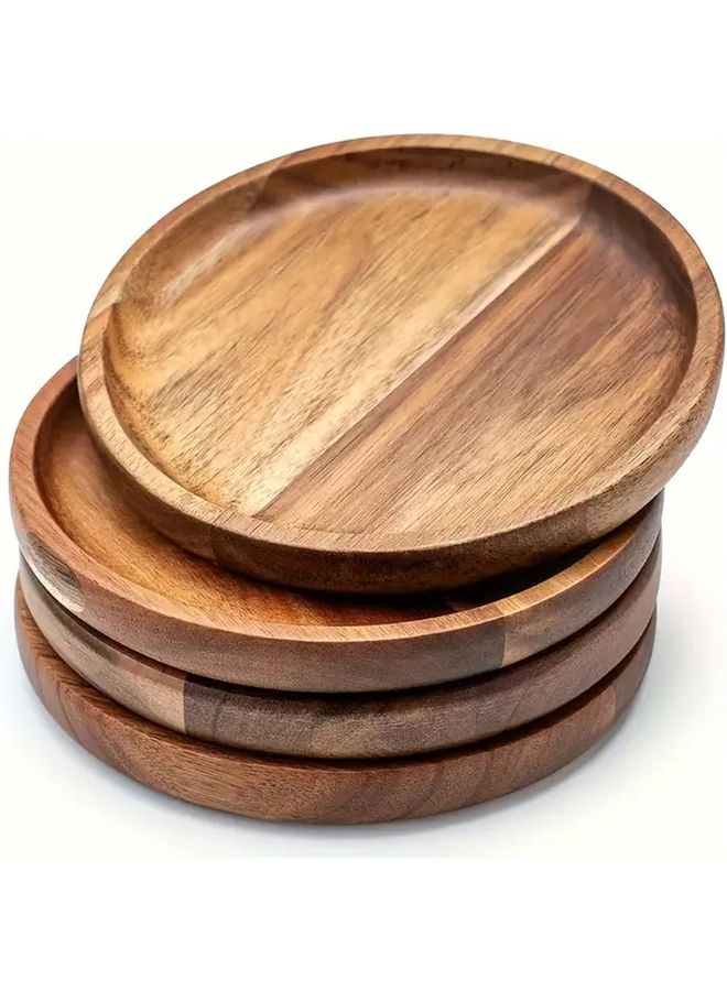 Round Wooden Serving Tray 1pc Elegant Solid Wood Fruit Dessert Platter Smooth Natural Brown Multipurpose Dish for Coffee Tea Bread Pastries Durable Washable Kitchen Decor Rustic Housewarming Gift - Image 2