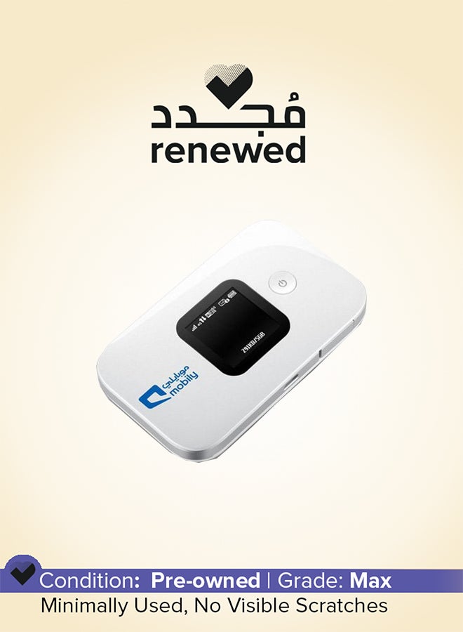 Mobily 1500 mAh Renewed - 4G Mini Wifi Router With 3000 mAh battery and long battery life | With LCD screen | 2.4GHz Wi-Fi , Up to 150Mbps - Micro USB | Supports All Networks (STC, Mobily, Zain) | E5577s‑932 | white - Image 1