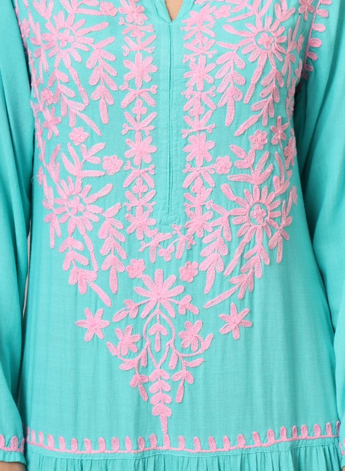 Alaya Hand Embroidered Lucknowi Chikankari  Cotton Jalabiya-AL3942