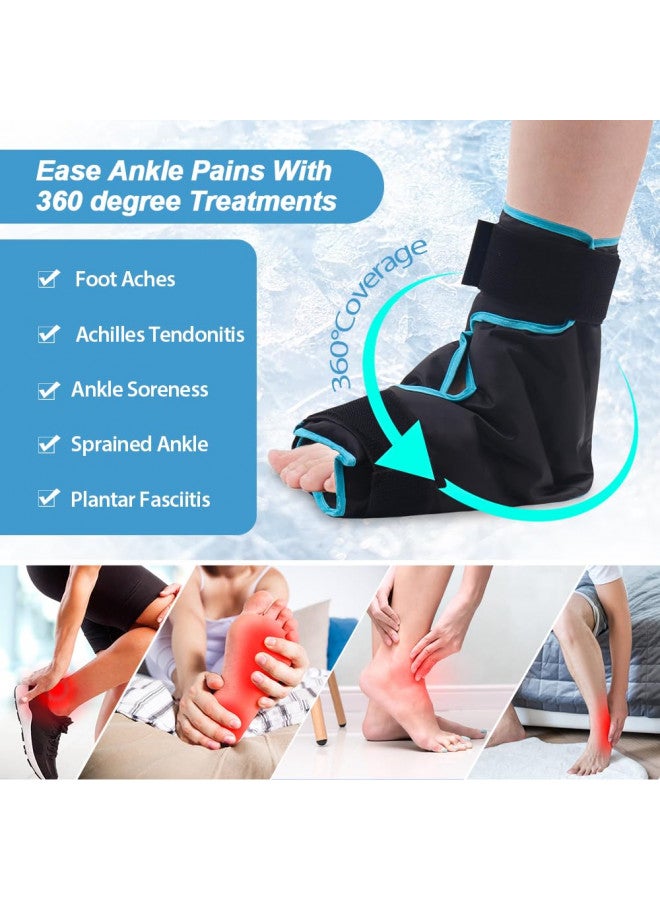 NEWGO NEWGO Ankle Foot Ice Pack Wrap for Plantar Fasciitis, Reusable Gel Foot Cold Pack Hot Cold Therapy Wrap for Achilles Tendonitis, Swelling, Sprained Ankles and Heels - Image 2