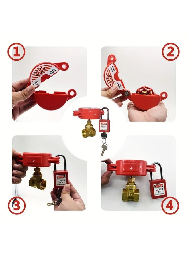 مجموعة قفل صمام البوابة قفل الأمان 1 مجموعة بلاستيكية حمراء قفل صنبور الخرطوم لصنبور المياه الخارجي - Image 5