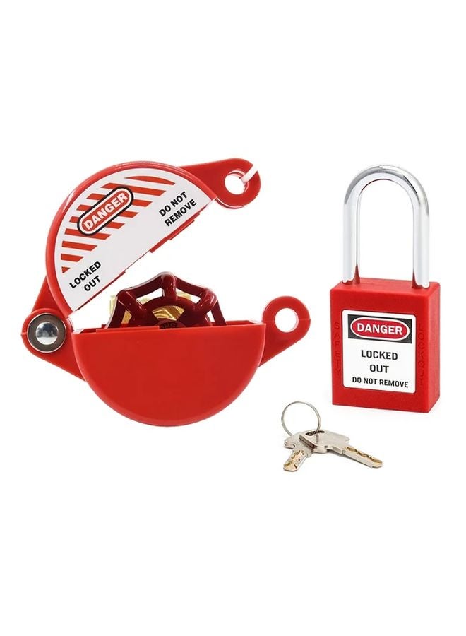 مجموعة قفل صمام البوابة قفل الأمان 1 مجموعة بلاستيكية حمراء قفل صنبور الخرطوم لصنبور المياه الخارجي - Image 2