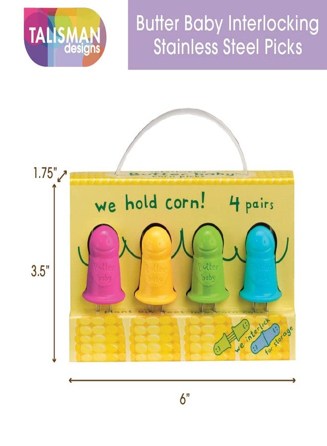 Talisman Designs Butter Baby | Interlocking Stainless Steel Picks | Multicolor | Corn on the Cob, Utensil | Corn Holders | Corn Skewers - Image 2
