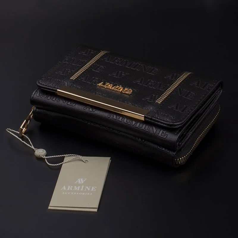 ARMINE Women's Black Laser Printed Double-Sided Wallet