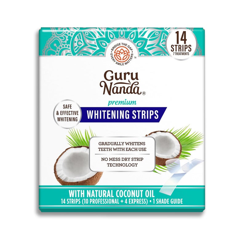 GuruNanda Teeth Whitening Strips - 7-Day Treatment with Non-Slip, Dry Strip Technology - Whitening Designed with Care for a Brighter Smile - Image 1
