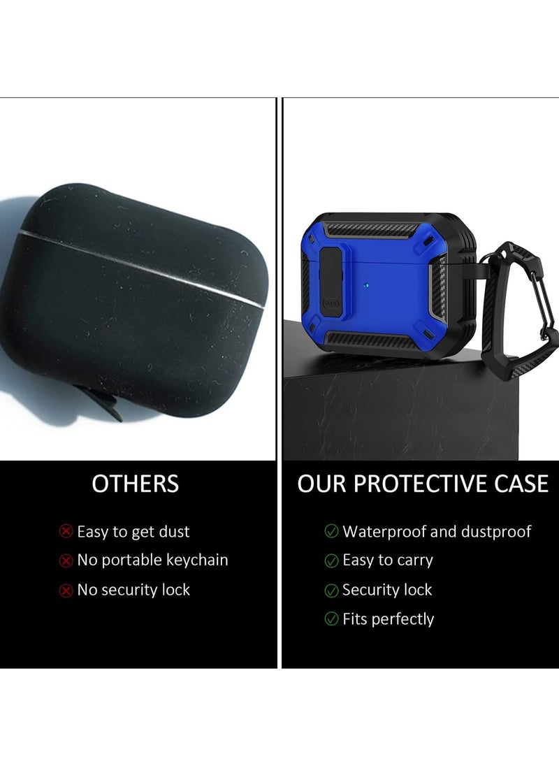 Mmmon - For AirPods 4 Case with Lock, AirPods 4th GenerationCase Cover with Cleaner Kit Shockproof AirPod Gen 4Protective Cases with Keychain Compatible with AppleAirPods4 2024 2025,BLUE - Image 1