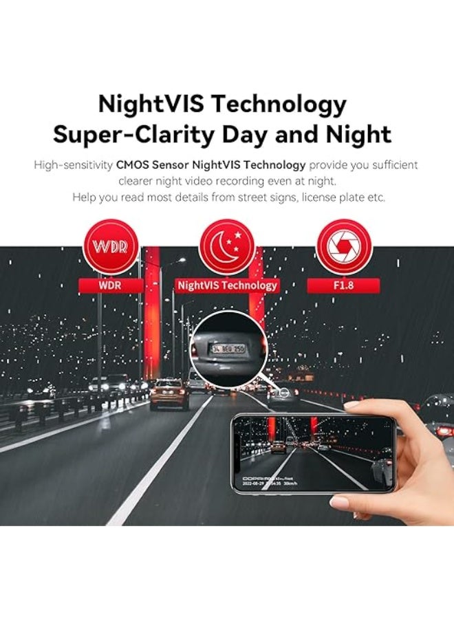 DDPAI Dash Cam Front and Rear 2.5K Car Camera,1600P Front 1080P Rear Dash Camera for Cars,Built-in WiFi GPS Car Dash Cam,Sony IMX335 Sensor Night Vision,WDR,24H Parking Mode Max Support 512G,N3 PRO - Image 4