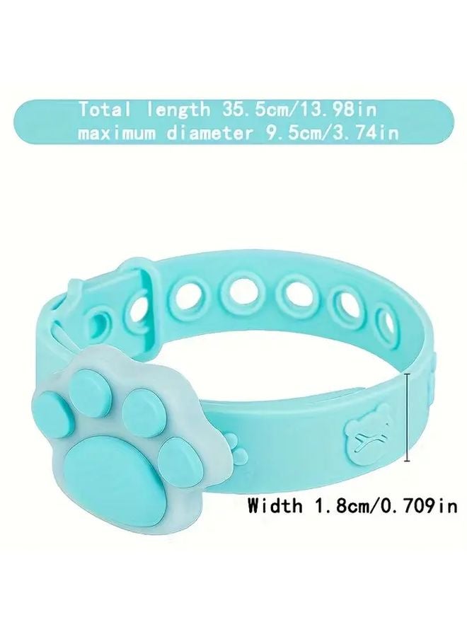 1pc Blue Cat Paw Adjustable Flea Collar Chemical Free Comfortable Indoor Pet Accessory - Image 1