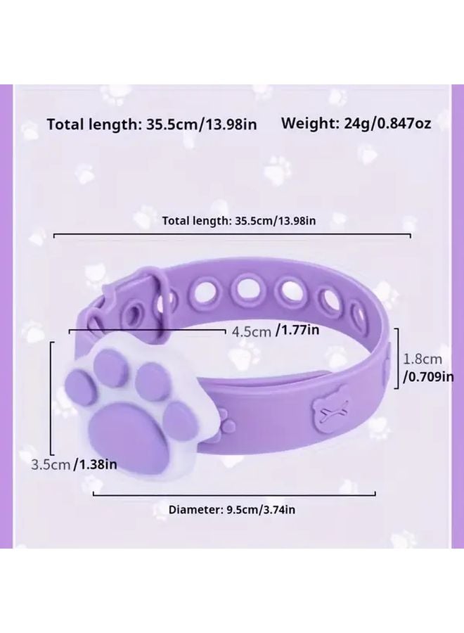 1pc Blue Cat Paw Adjustable Flea Collar Chemical Free Comfortable Indoor Pet Accessory - Image 3