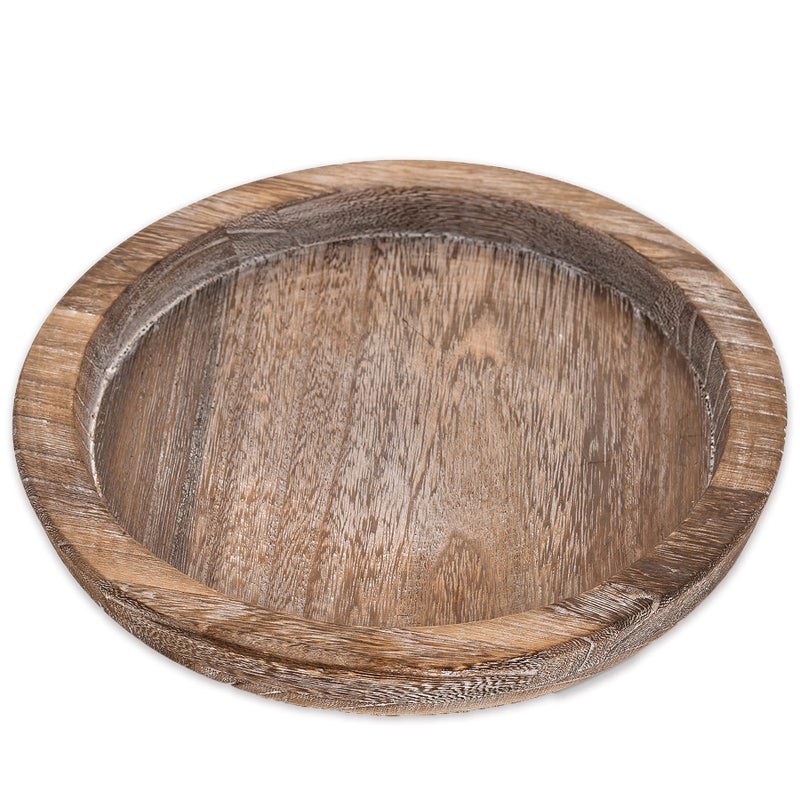 ICAROOM Rustic Wooden Serving Tray  Round Wood for Coffee Table Candle Holder Home Decor Small Tray Decorative Trays Decor 807 in  205 cm