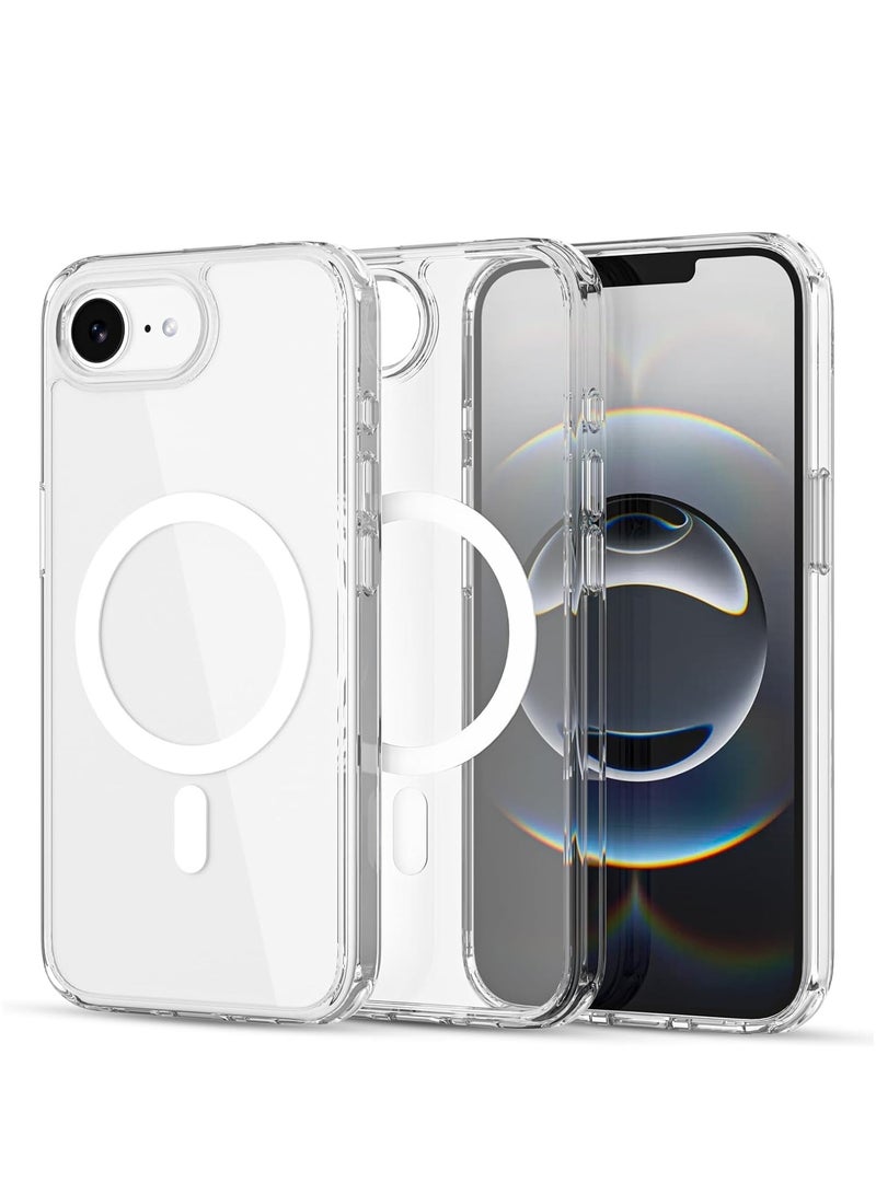 JAJEEK iPhone 16E Clear Magnetic Cover | MagSafe Compatible | Hybrid Protective Crystal Clear Hard Back Case | Shockproof Silicone Frame | Slim Transparent Case for Apple iPhone 16E - Ultimate Protection & Sleek Design - Image 1