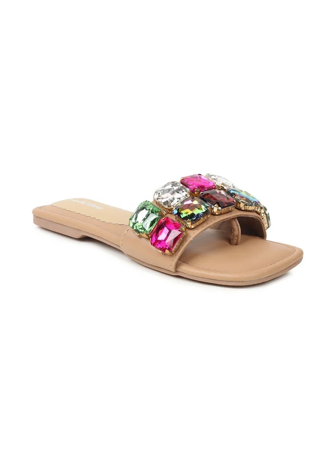 Sandal Stories SANDAL STORIES Women Gemstone Embellished Open Toe Flats