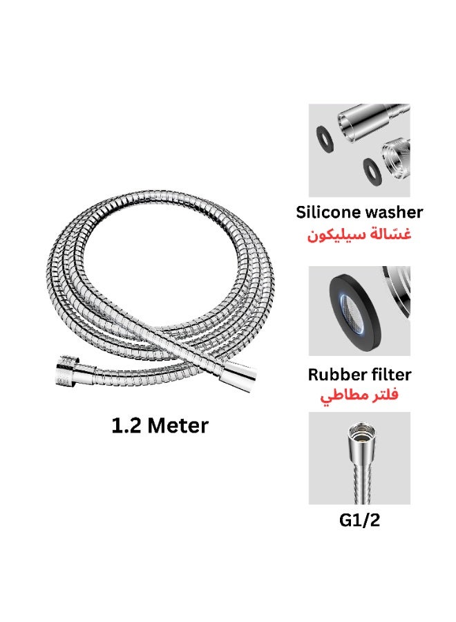 خرطوم دش ITG بطول 1.2 متر، كروم مصقول، إدخال ونوتة نحاسية، للاستخدام اليدوي المرن - Image 3