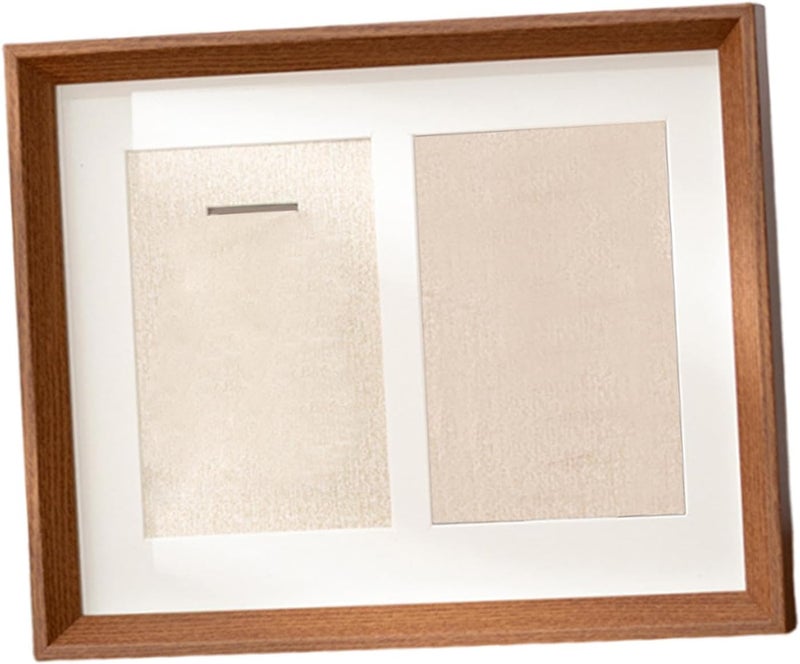 Case Wood Picture Frame Tabletop Decor Photo Frame Display Stand for Pins Medals Football Patches Soccer , Teak Color - Image 1
