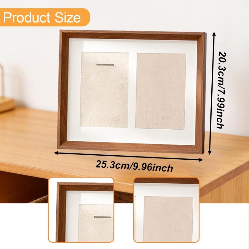 Case Wood Picture Frame Tabletop Decor Photo Frame Display Stand for Pins Medals Football Patches Soccer , Teak Color - Image 2