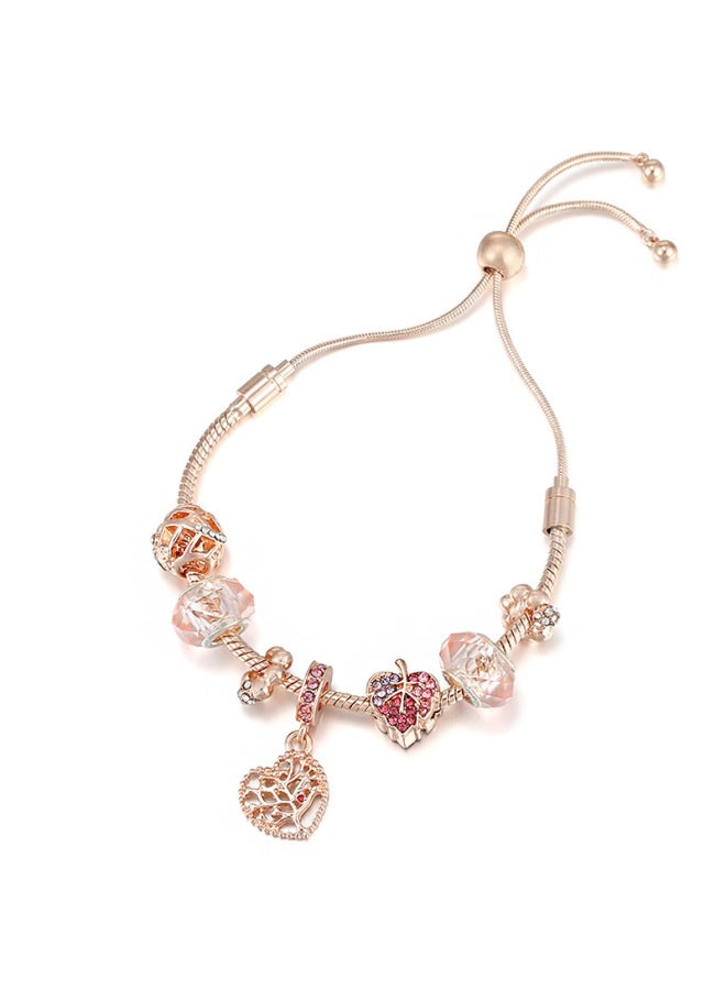 Panjia Rose Gold Charm Size Adjustable Women's Children's Bracelet Exquisite Women's Bracelet Diy Popular elry