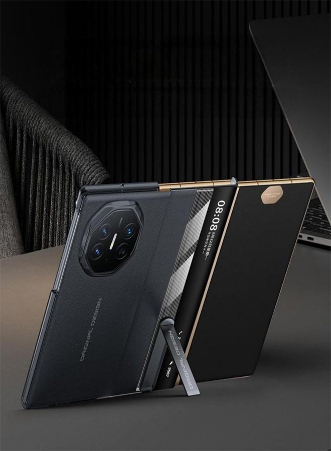 Compatible with Huawei Mate XT Ultimate Case Built in Metal Stand Support Magnetic Car Mount Magnet Leather Smart View Flip Cover Phone Cover for Men - Image 4