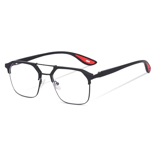 IFLASH Zero Power Computer Bluelight Blocking Glasses For Men and Women | Blue Cut Computer Glasses | Anti Glare, Lightweight & Blocks Harmful Rays | Full Rim Square Glasses (Grey - Clear) - Image 1