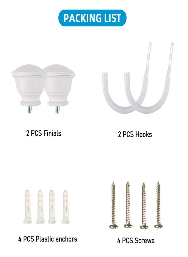 Kowibcl 2Pcs Curtain Holdbacks - Wall Mounted Drapery Tiebacks with Grip Finial,Decorative Curtain Holders for Bedroom Livingroom Office Home,White - Image 4