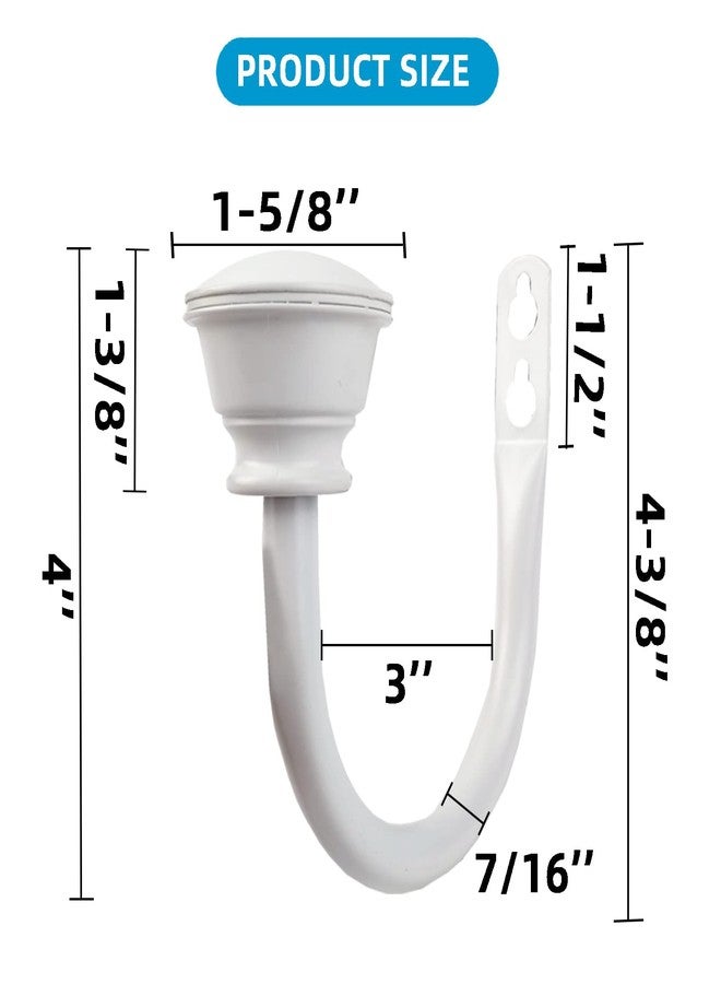 Kowibcl 2Pcs Curtain Holdbacks - Wall Mounted Drapery Tiebacks with Grip Finial,Decorative Curtain Holders for Bedroom Livingroom Office Home,White - Image 3