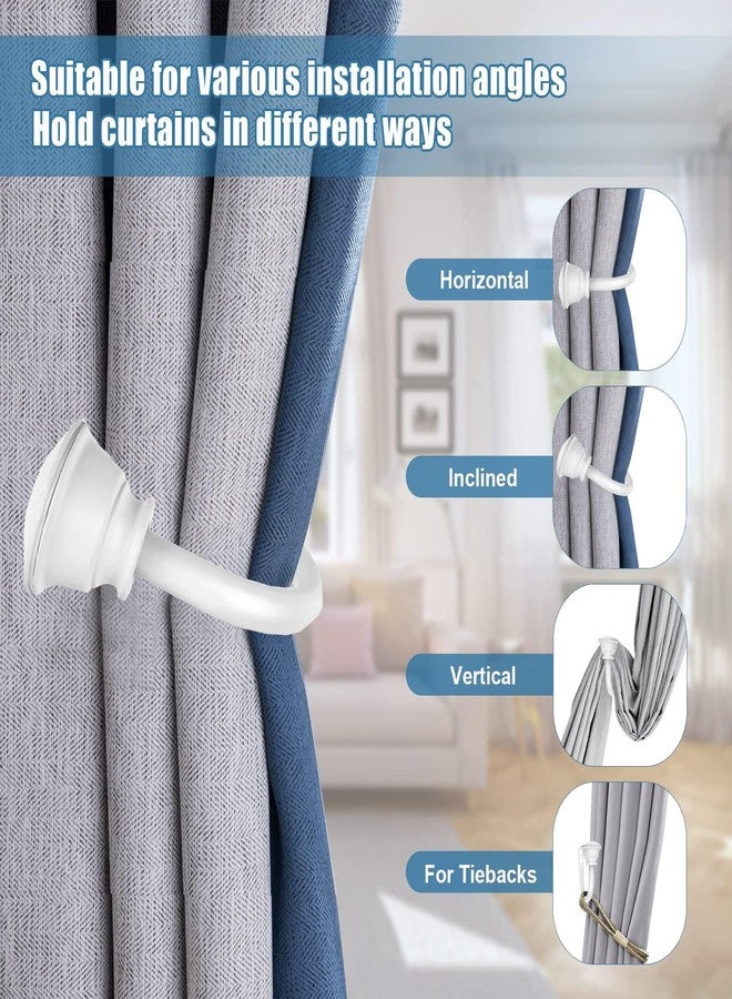 Kowibcl 2Pcs Curtain Holdbacks - Wall Mounted Drapery Tiebacks with Grip Finial,Decorative Curtain Holders for Bedroom Livingroom Office Home,White - Image 2