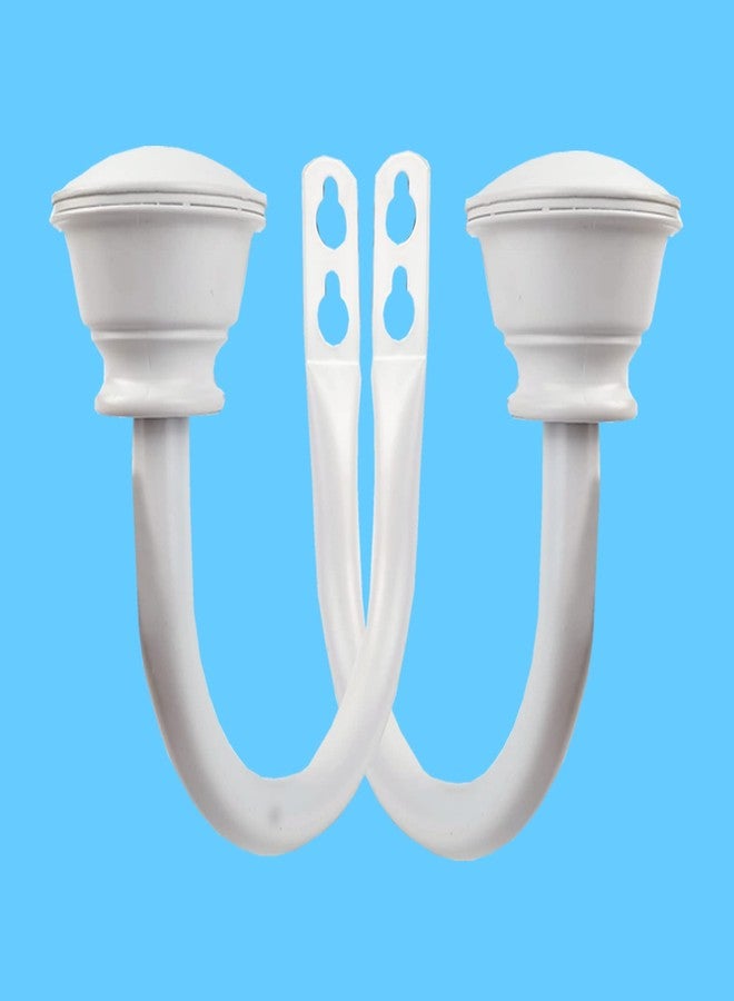 Kowibcl 2Pcs Curtain Holdbacks - Wall Mounted Drapery Tiebacks with Grip Finial,Decorative Curtain Holders for Bedroom Livingroom Office Home,White - Image 1
