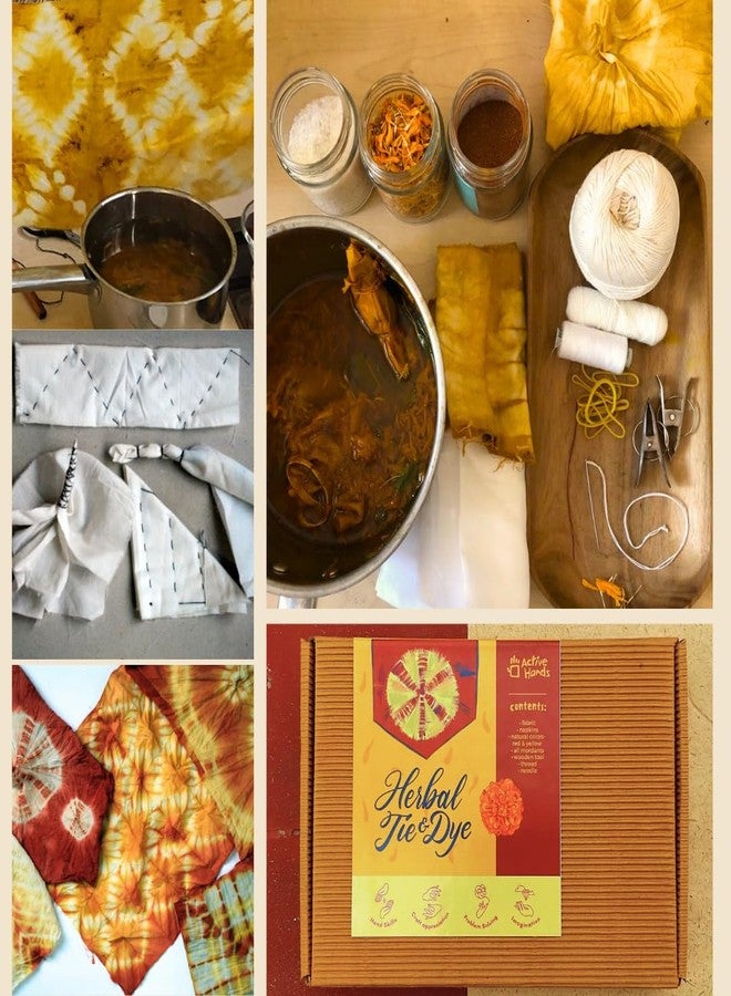 active hands Herbal TIE & DYE DIY KIT for Dyeing with Natural Colours, Learn Shibori, Bandhani, Leheriya, Includes Fabric, Dyes and Manual - Image 1