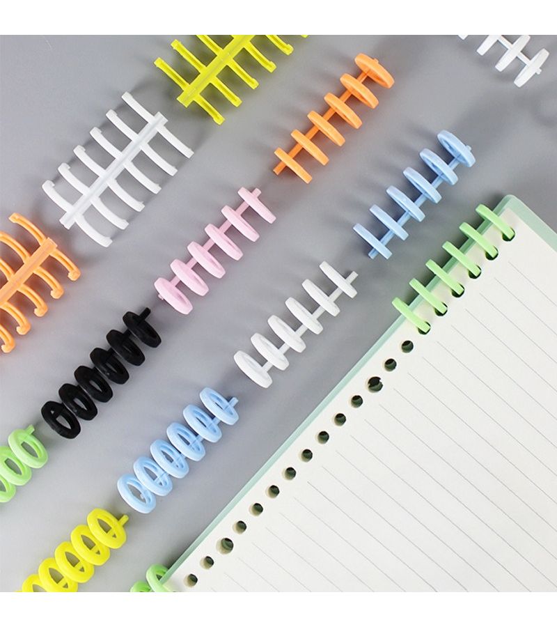 Black 6 Hole Plastic Binder Rings for Notebook Journal Office Filing Supplies 3pcs - Image 2