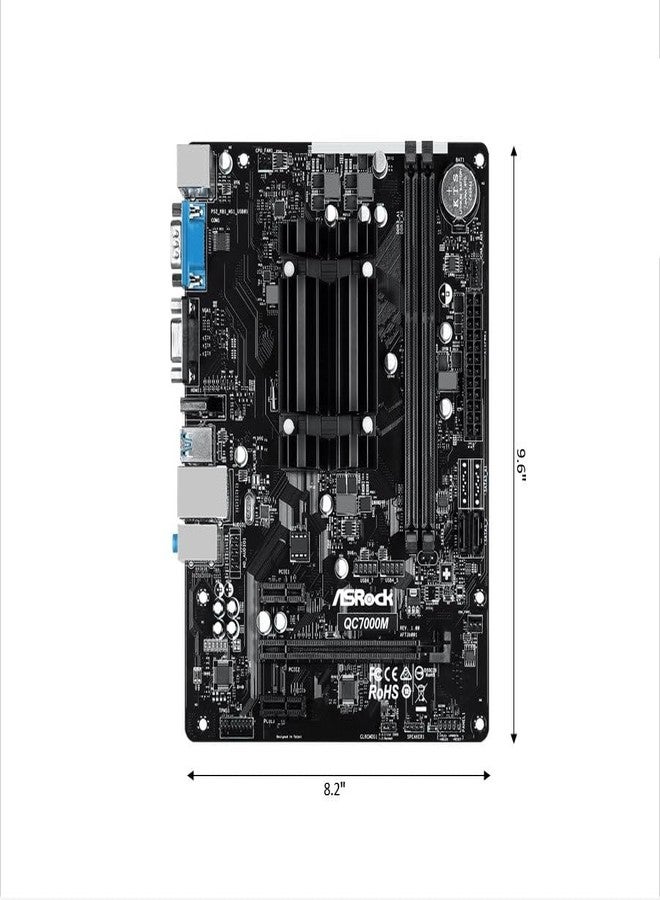ASRock QC7000M AMD FT3b Carrizo-L E2-7110 Quad-Core APU Motherboard - DDR3 1600, Radeon R2 Graphics, HDMI/D-Sub, USB 3.2 Gen1, SATA3, Gigabit LAN, 7.1CH Audio - Image 2
