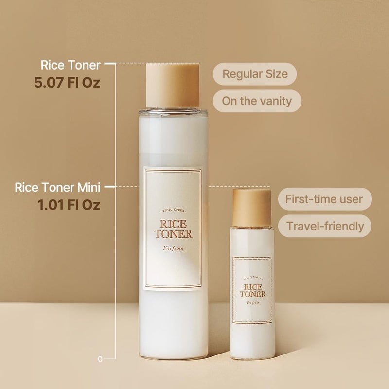 I'm from Rice Toner, Mini Size, Travel Essentials, Hydrating for Dry, Dull, Combination Skin, Vegan, Fragrance Free, Glass Skin, Korean Face Care 1.01 Fl Oz - Image 2