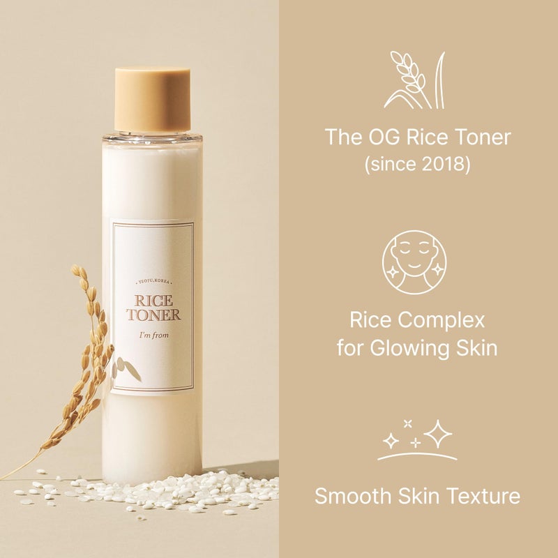 I'm from Rice Toner, Mini Size, Travel Essentials, Hydrating for Dry, Dull, Combination Skin, Vegan, Fragrance Free, Glass Skin, Korean Face Care 1.01 Fl Oz - Image 3