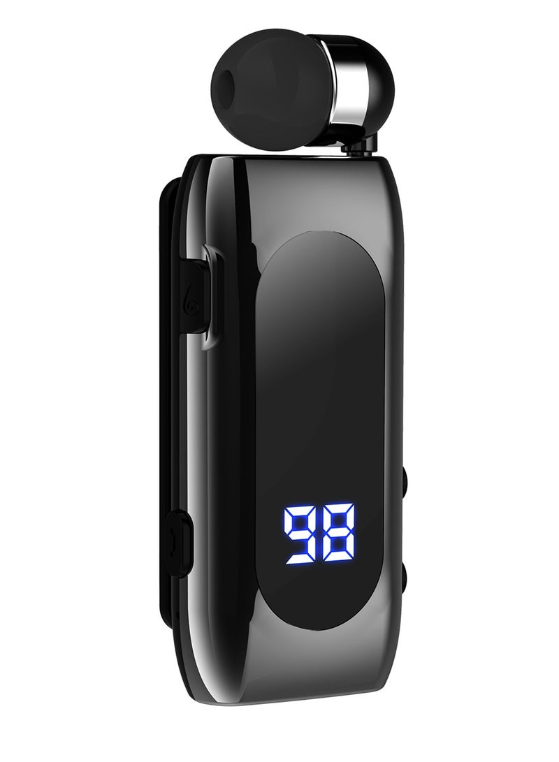 سماعة بلوتوث K55 مع خاصية الاهتزاز للمكالمات الواردة وكابل قابل للسحب وسماعة بلوتوث ذكية رياضية داخل الأذن بلون أسود - Image 1