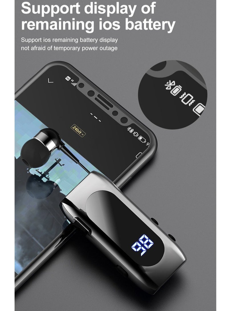 سماعة بلوتوث K55 مع خاصية الاهتزاز للمكالمات الواردة وكابل قابل للسحب وسماعة بلوتوث ذكية رياضية داخل الأذن بلون أسود - Image 3