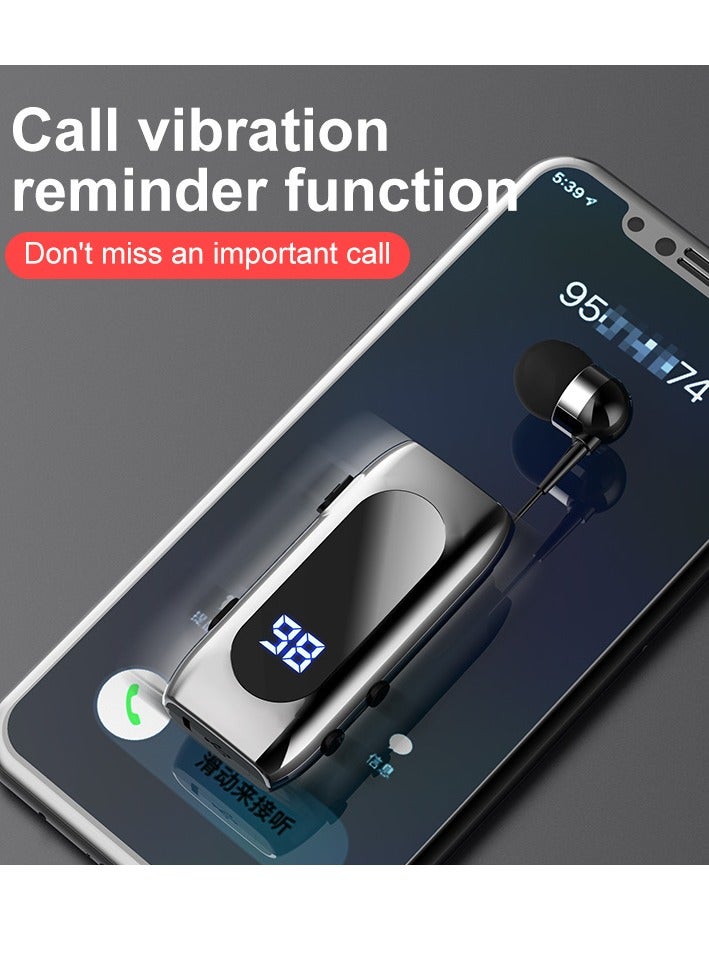 سماعة بلوتوث K55 مع خاصية الاهتزاز للمكالمات الواردة وكابل قابل للسحب وسماعة بلوتوث ذكية رياضية داخل الأذن بلون أسود - Image 4