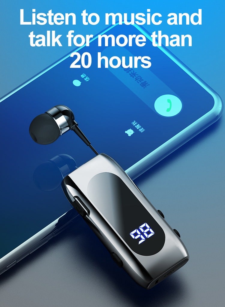 سماعة بلوتوث K55 مع خاصية الاهتزاز للمكالمات الواردة وكابل قابل للسحب وسماعة بلوتوث ذكية رياضية داخل الأذن بلون أسود - Image 5