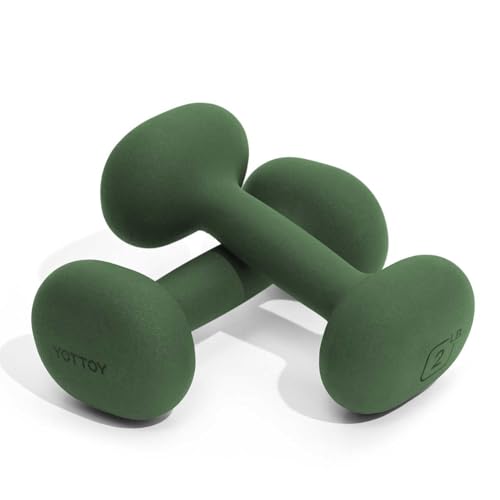 YOTTOY Weights Dumbbells Set for Women2 Pound Dumbbells Set of 2 NonSlip Hand Weights for Home Workouts Portable Strength Training Neoprene dumbbell Green 2LBPair - Image 1