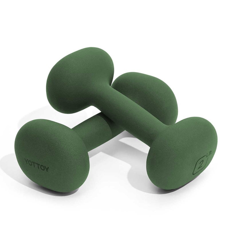 YOTTOY Weights Dumbbells Set for Women2 Pound Dumbbells Set of 2 NonSlip Hand Weights for Home Workouts Portable Strength Training Neoprene dumbbell Green 2LBPair - Image 2