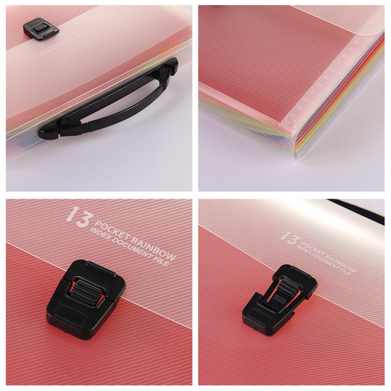 Expanding File Folder 13 Pocket File Organizer Rainbow Color Accordion Folders with Expandable Cover Blank Labels Portable A4 Letter Size File Box Desktop Document Storage for Business Study Home - Image 4