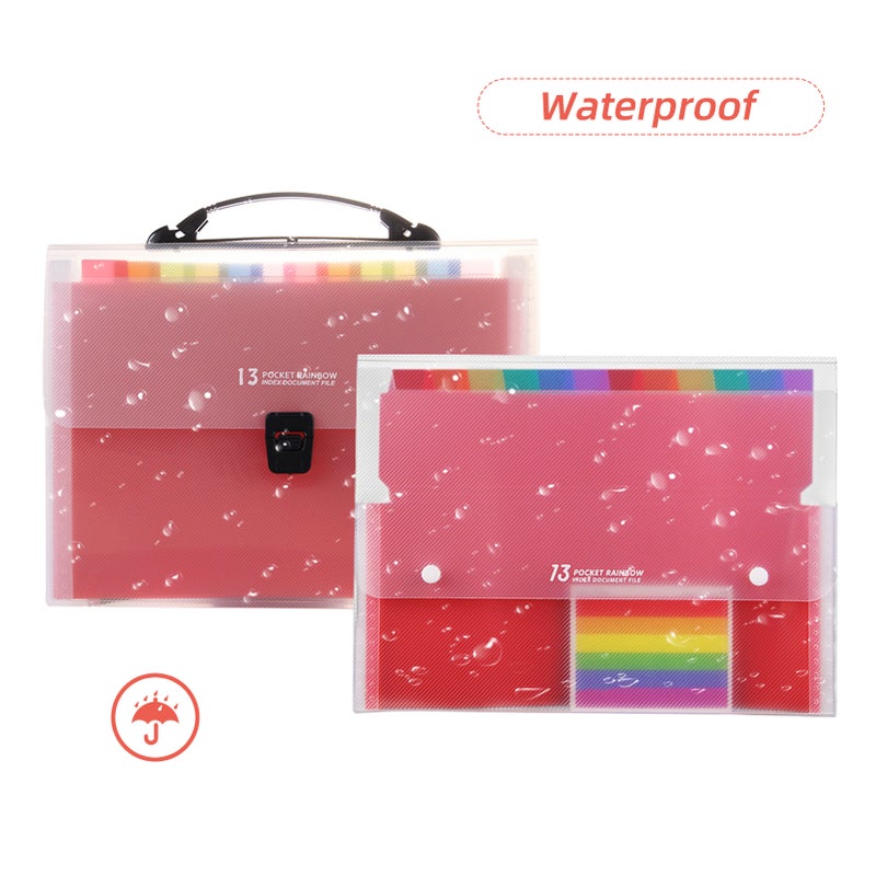 Expanding File Folder 13 Pocket File Organizer Rainbow Color Accordion Folders with Expandable Cover Blank Labels Portable A4 Letter Size File Box Desktop Document Storage for Business Study Home - Image 2