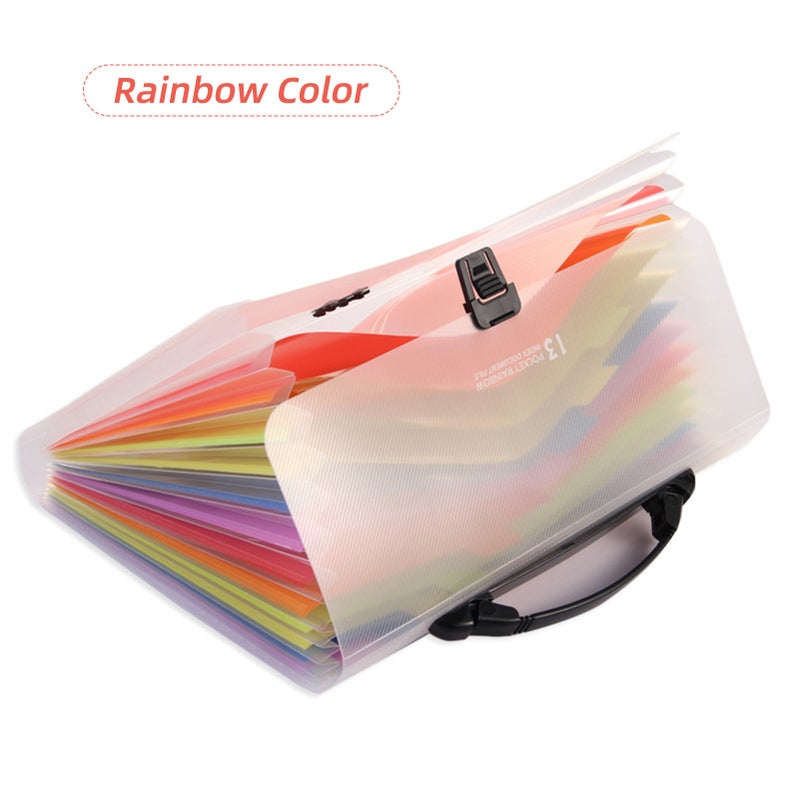 Expanding File Folder 13 Pocket File Organizer Rainbow Color Accordion Folders with Expandable Cover Blank Labels Portable A4 Letter Size File Box Desktop Document Storage for Business Study Home - Image 5