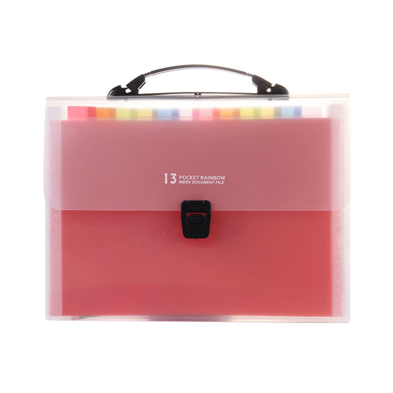 Expanding File Folder 13 Pocket File Organizer Rainbow Color Accordion Folders with Expandable Cover Blank Labels Portable A4 Letter Size File Box Desktop Document Storage for Business Study Home - Image 1