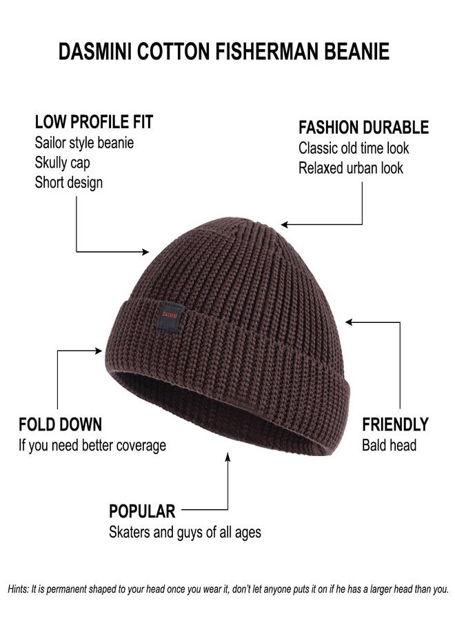 DASMINI Fisherman Beanie Hats for Men Women,Knit Trawler Skull Cap,Watch Cap,Spring Fall Winter Warm Short Hats, (Cotton)-brown-m, 7-7 1/4 - Image 5