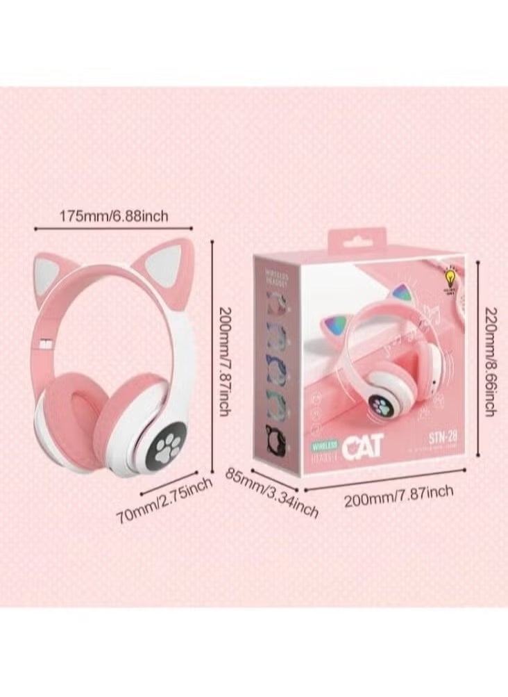 Gravity Cat Ear RGB Wireless Headphones STN-28 – Stylish Bluetooth Headphones with LED Light-Up Cat Ears, Premium Sound, Comfortable Over-Ear Design, and Long Battery Life for Gaming, - Image 3